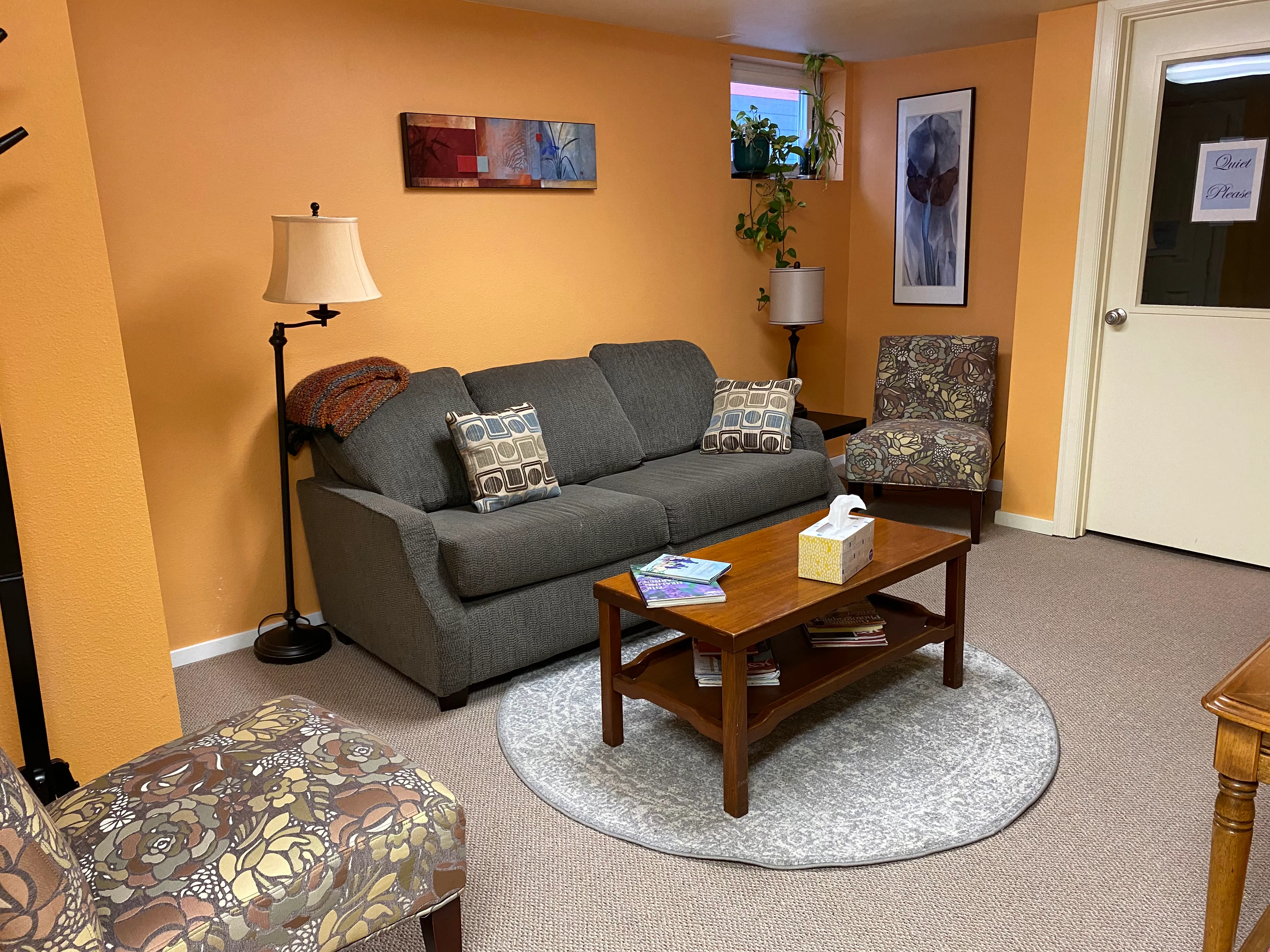 The waiting room at Brandon’s office.